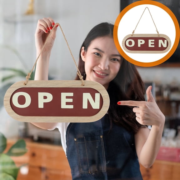 LEORX Store Open Sign Multi Wood Door Plate for Business Places 1Set