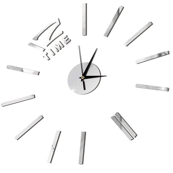 LEORX Stylish Kitchen Wall Clock Silver Acrylic Easy Installation 1Set