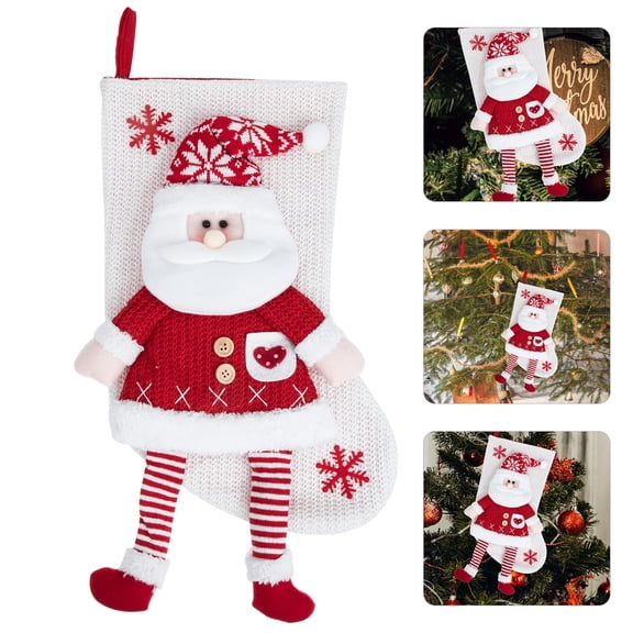 LEORX Suspenders Candy Bags Christmas Stocking Knitted Fabric Decorative Hanging 1Pcs