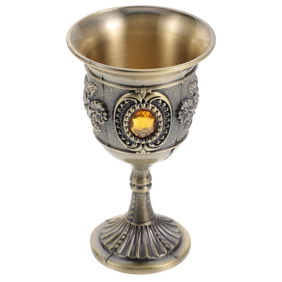 LEORX Tall Stemmed Goblet Wine Cup Golden Copper Retro Style Home Use 1Pcs