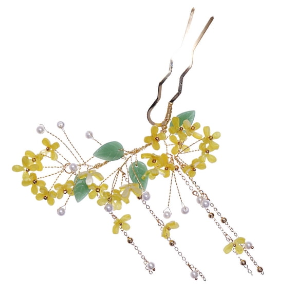 LEORX Tassel Hairpin for Women for Makeup Activities in Yellow 1Set