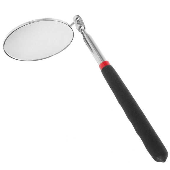 LEORX Telescoping Inspection Mirror with Adjustable Length and 82mm Round Lens Black