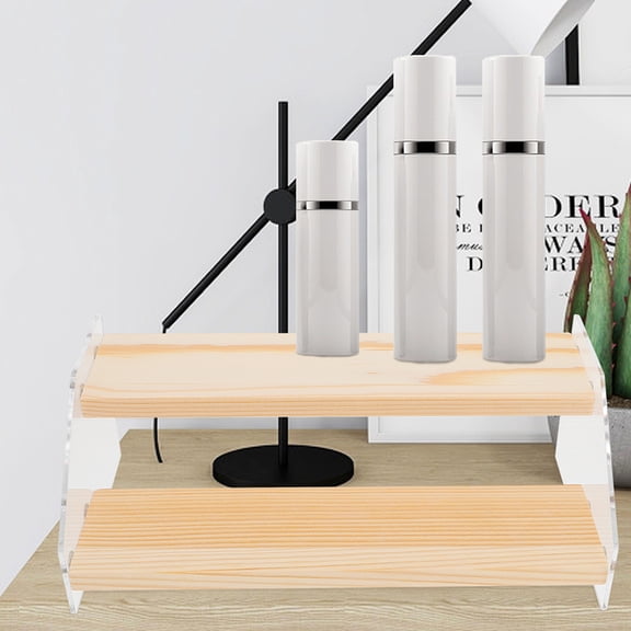 LEORX Tiered Shelf Stand 1Pack Beige Wood Acrylic Stepped Multi-layer Design For Home Use In Living Room
