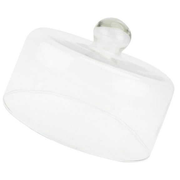 LEORX Transparent Glass Cake Dome for Protecting Food with Enough Height to Cover Bowls Plates and Dishes 7.5 inches