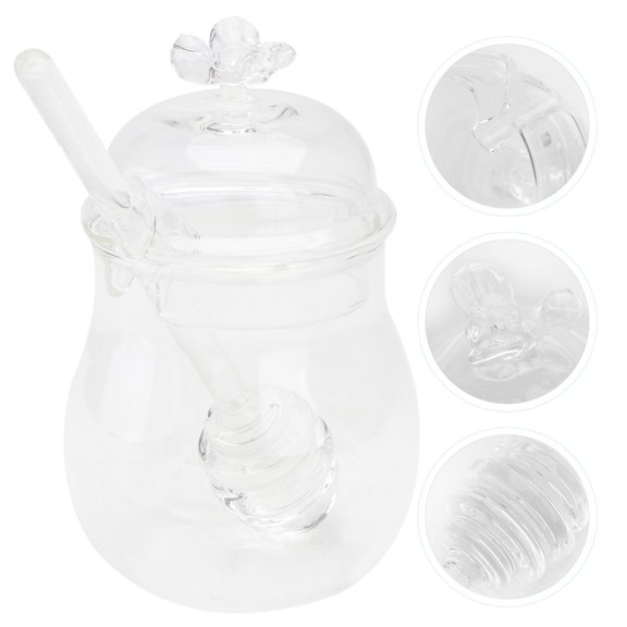 LEORX Food Storage Containers Honey Container Transparent Glass 1Set