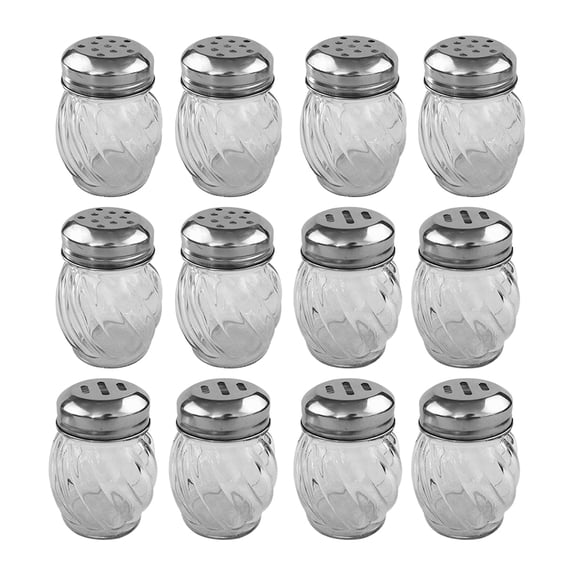 LEORX Transparent Glass Salt Shaker Spice Containers for Home Use and 12pcs