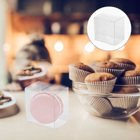 LEORX Transparent PET Macaroon Packaging Box for Dessert Storage and Gifting 50pcs