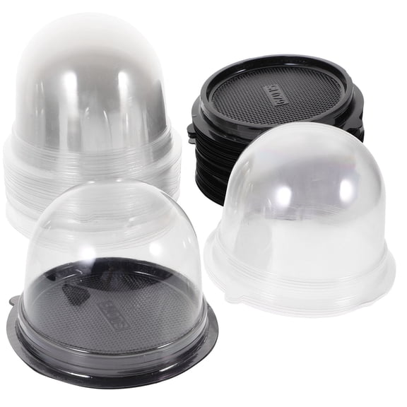 LEORX Transparent PP Cake Box with Lid for Kitchen and Round Sets