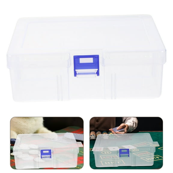 LEORX Transparent Plastic Poker Chip Case with Large Capacity and Compartment Design for Home Use Lightweight Portable with Handle