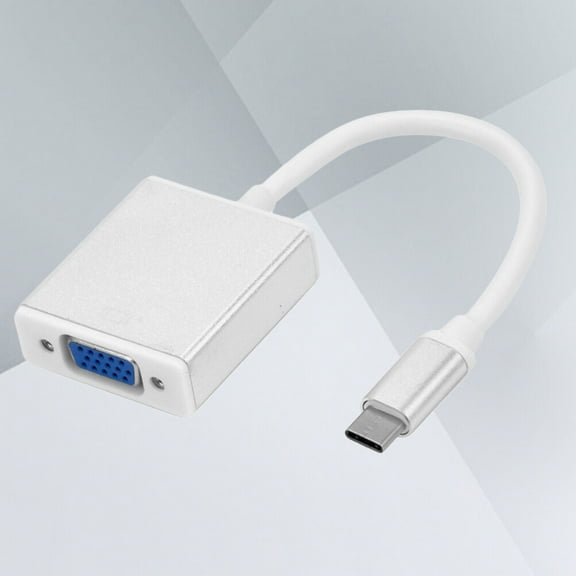 LEORX USB 3.1 Type-C to VGA Adapter Cable for Signal Transmitting Silver Plastic Fits Laptops