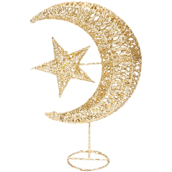 LEORX Universal Design Moon and Star Ornament Golden Plastic Decorative 1Pack