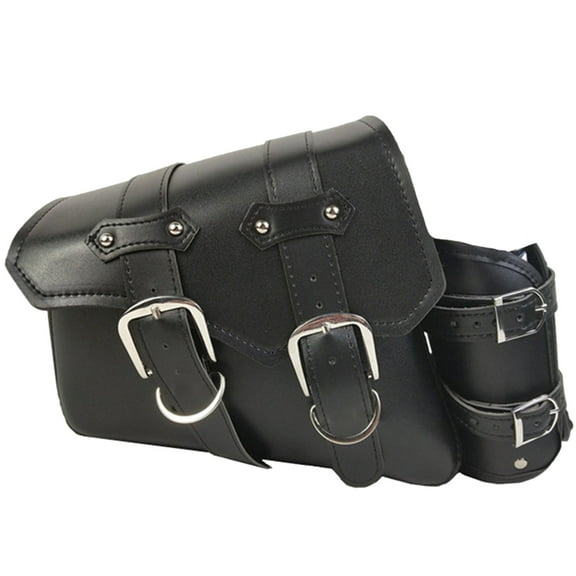 LEORX Universal Motorcycle Saddle Bags Motorcycle Rear Seat Bag PU Leather Black for Men Women 1Pcs