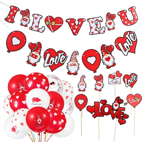 LEORX Valentines Day Hanging Decoration Balloons Latex Heart Shaped Festive Atmosphere 1 Set