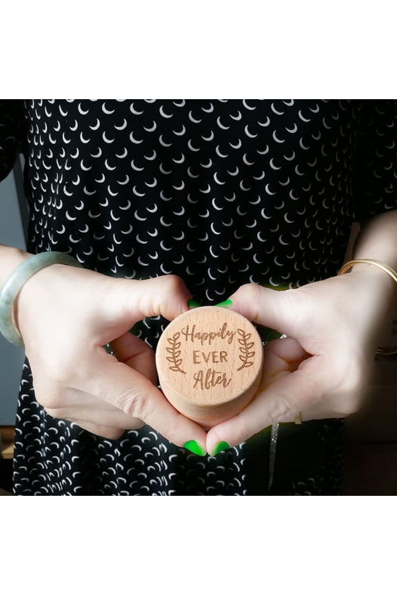 Khaki Vintage Ring Box for Wedding Engagement with Sweet Words on Cover Lightweight and Portable 4.5 Inches