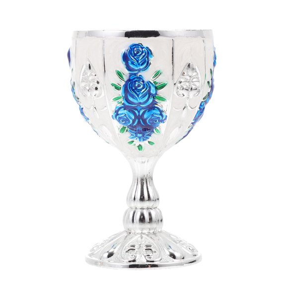 LEORX Vintage Style Metal Liquor Cup Blue European Wine Chalice for Banquet Display