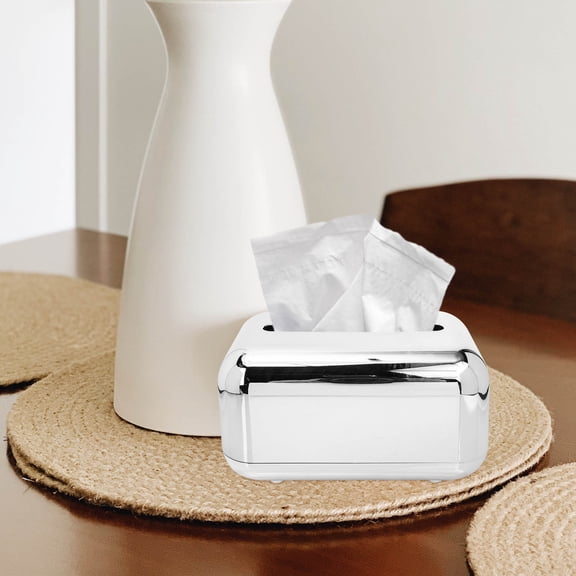 LEORX Vintage Tissue Holder Decorative Tissue Dispenser Silver ABS Dust-proof Design 1Set