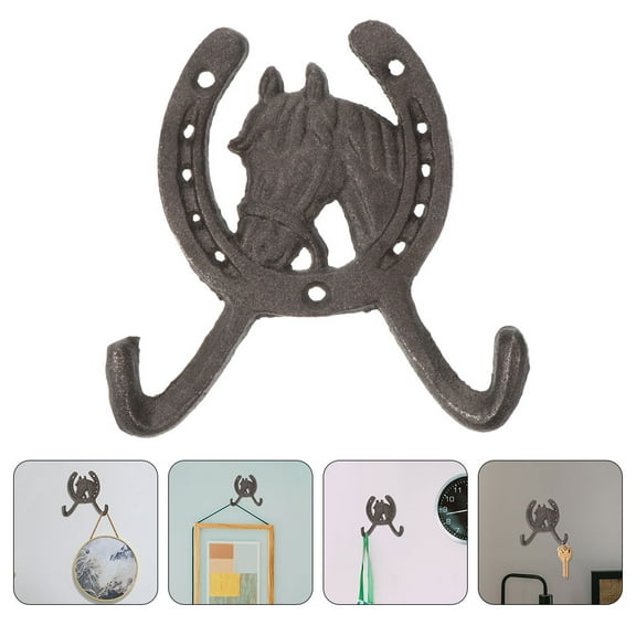 LEORX Vintage Wall Hook Cast Iron Hook Horseshoe Shape Wall Mount 1Set