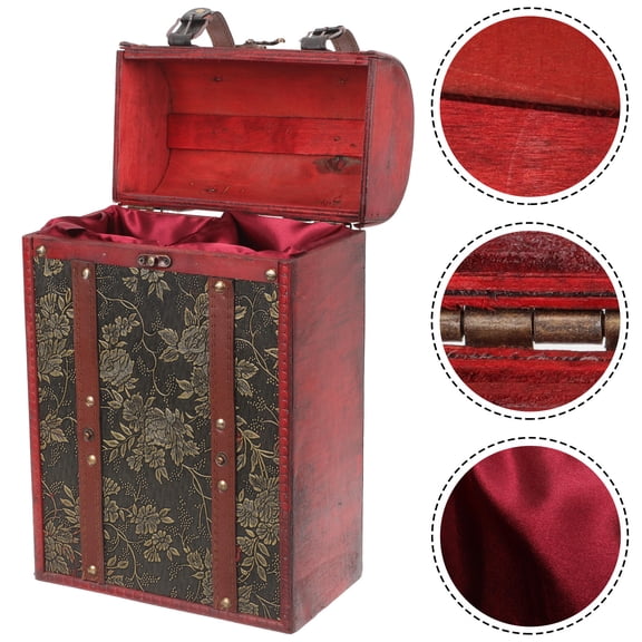 LEORX Decorative Wooden Wine Box Double Bottle Holder with PU Handle Assorted Colors