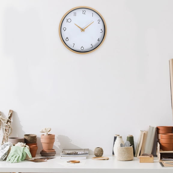 LEORX Beige Wall Clock Home Silent Non Ticking Quartz Movement Plastic Glass Material