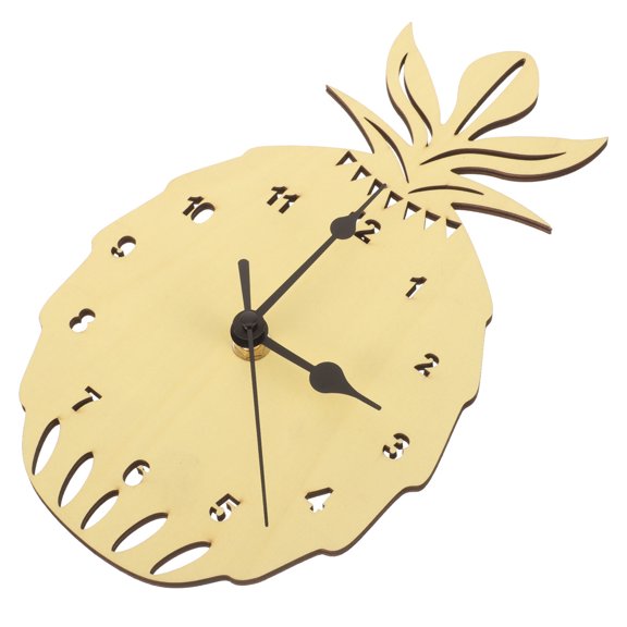 LEORX Wall Clock Silent Non Ticking Pineapple Wood 1Pack