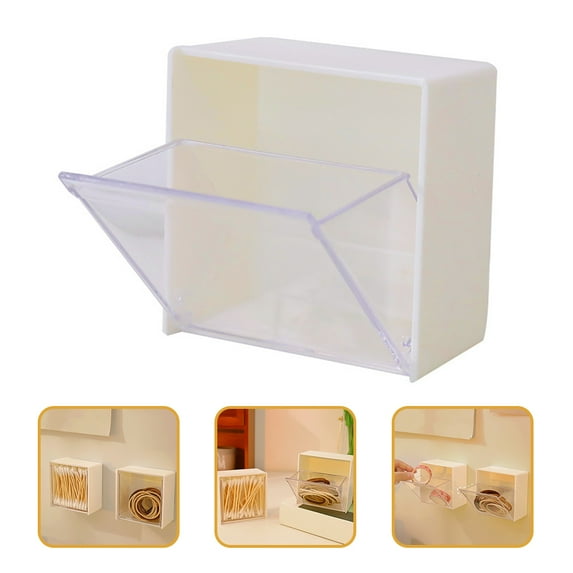 LEORX Cotton Pad Storage Box White Plastic 1Set