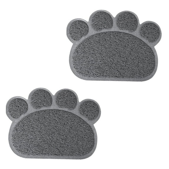 LEORX Waterproof 2Pcs Pet Feeding Mat for Feeding Area in Grey PVC Material Non-skid Design