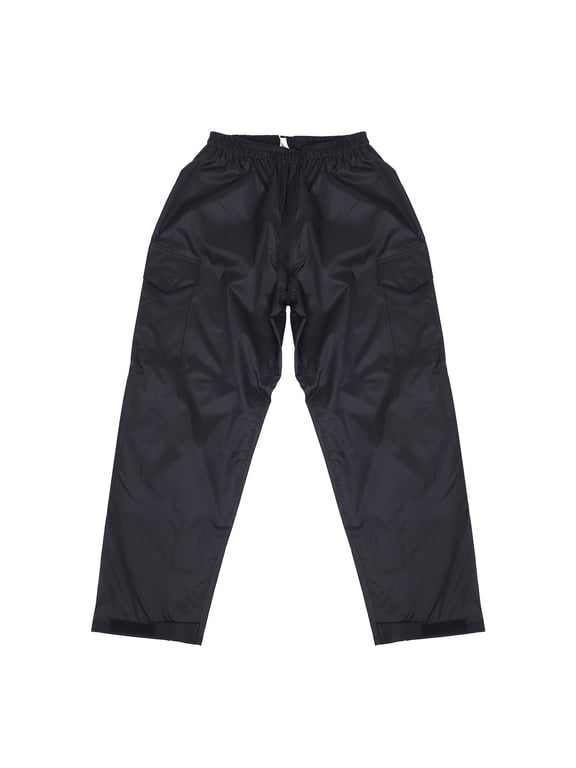 Outdoor Waterproof Rain Pants Black Lightweight Durable for Camping Hiking Fishing