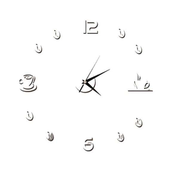 LEORX Waterproof Mirror Decoration for Wall Coffee Cup Clock Silver 1Pack
