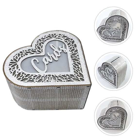 LEORX Wedding Card Collection Box Wood Silver For Couples 1Set Decorating Events