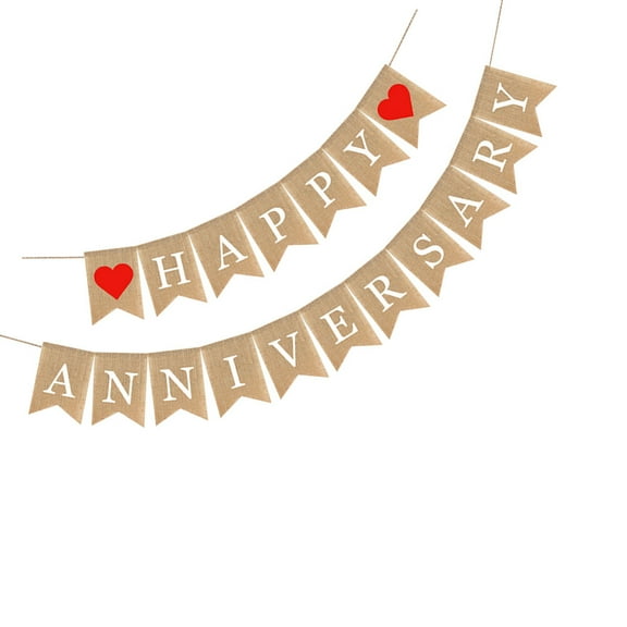 LEORX Assorted Color Linen Anniversary Banner Fish Tail Letter Bunting for Party Decoration