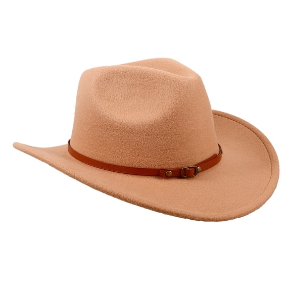 HIORUOITO Western Hat Light Brown Felt Adjustable for Party Decorations