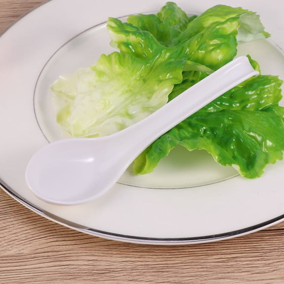 LEORX Compact White Plastic Tableware Hook Spoons for Kitchen and Camping 12Pcs