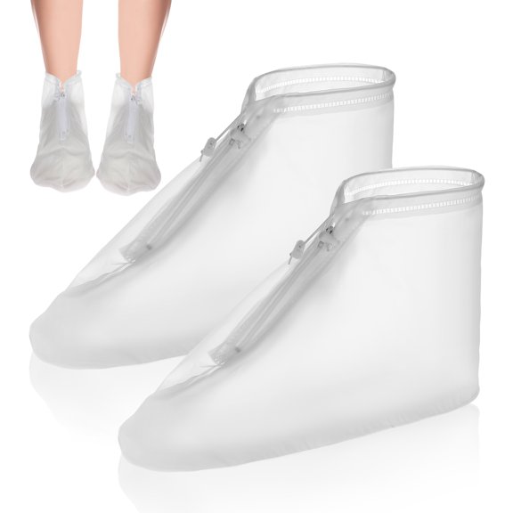 LEORX White Waterproof Overshoes for Men 1 Pair PVC Nonslip Protection Water and Mud