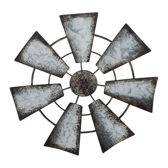 LEORX Windmill Decor Rotating Metal Windmill Ornaments Light Grey 1Set