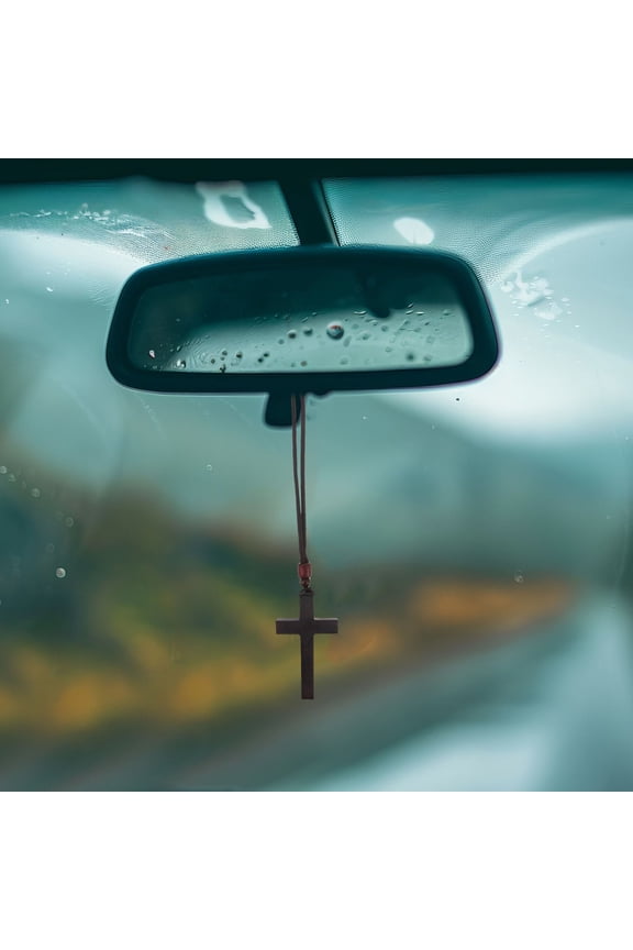 Wooden Cross Pendant for Car Decoration Vintage Handmade Durable Black Wood Cross