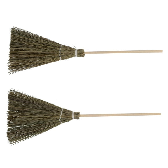 LEORX Wooden Grass Tiny Cleaning Broom 2Pcs for Diy Craft and Decoration in Living Room