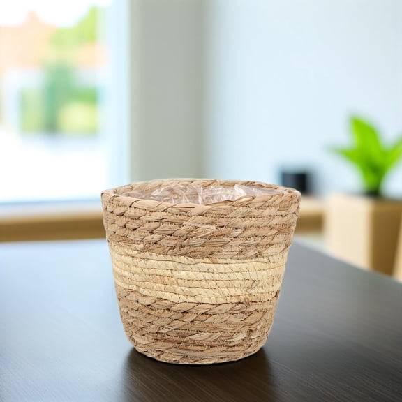 LEORX Woven Seaweed Baskets Flower Planter Light Brown 2Pcs Rustic Style