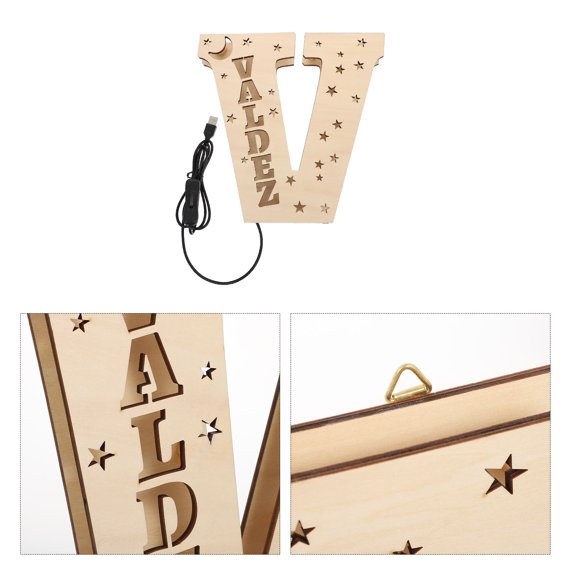LEORX Decorative Letter Light in Yellow Wood for Home Study Living Room Decoration