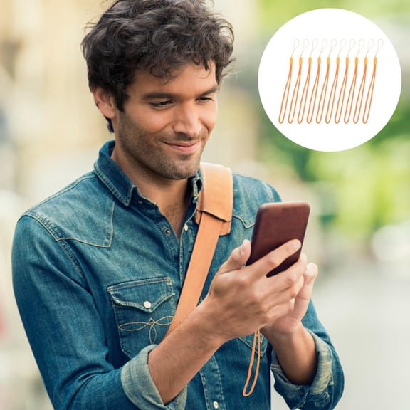 LEORX anti theft phone strap made of Orange Nylon for Travel with Adjustable feature 10pcs