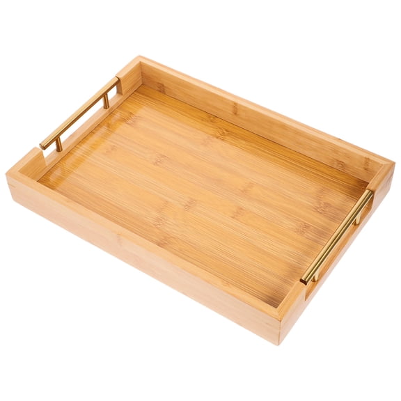 LEORX Khaki Bamboo Serving Tray Rustic Decorative Tea Fruit Snack Storage Plate