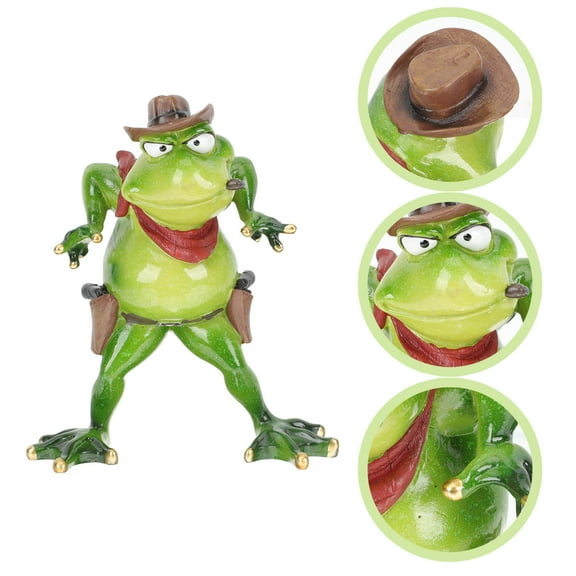 LEORX Hand Painted Resin Frog Garden Ornament for Outdoor Lawn Backyard and Window Ledge
