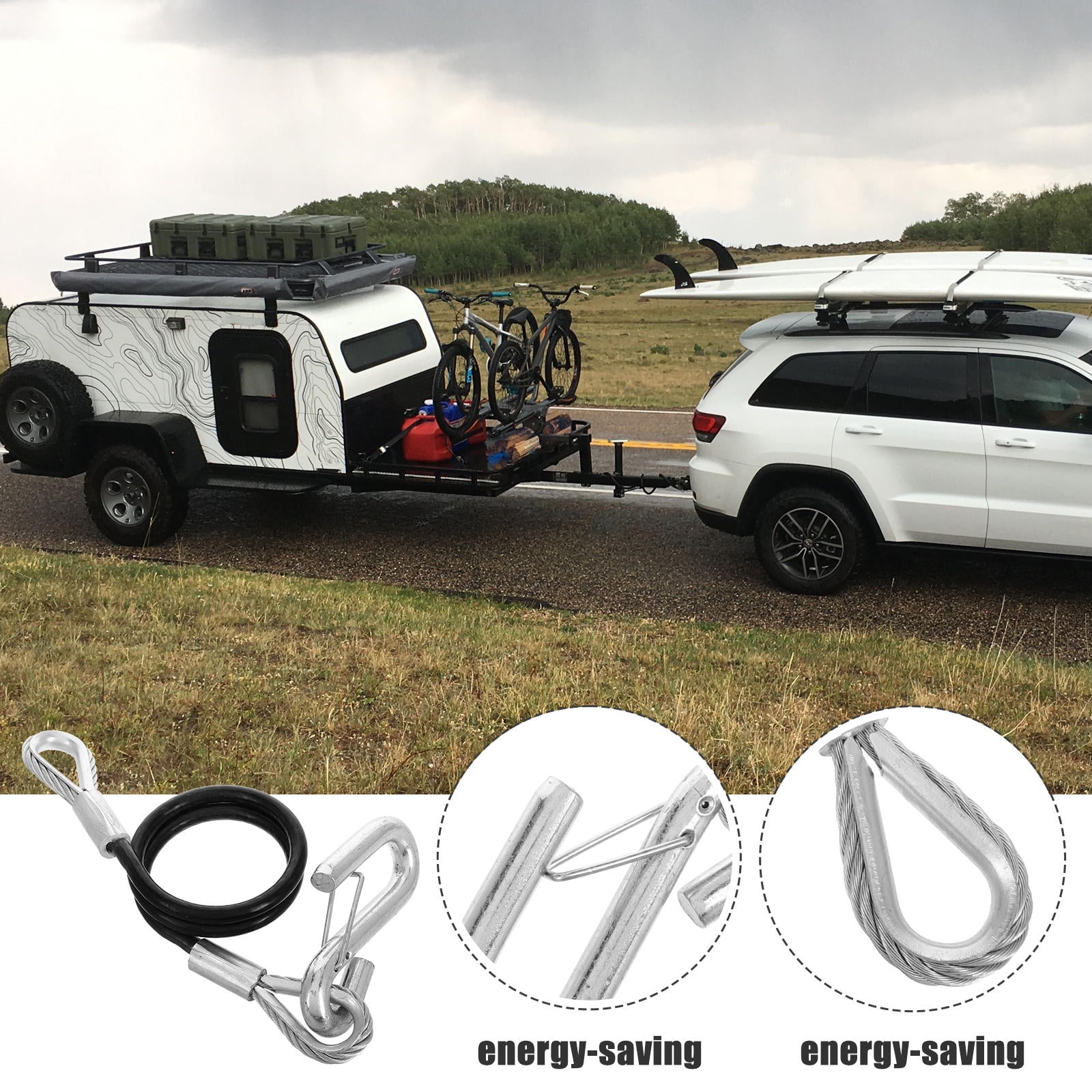 Trailers With Ropes LEORX Heavy Duty Trailer Safety Cable with Self-Coiling Hook Design for ...