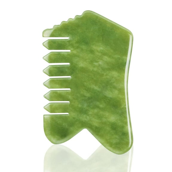 LEOSENSE Gua Sha Comb, Natural Jade Stone, Hair Scalp Massage Comb for Head Care Relaxing, Facial and Body GuaSha Massage Tool