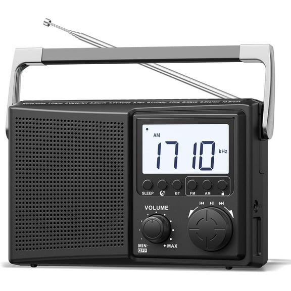 LEOTEC AM FM Radio with Bluetooth,Portable Radio Strong Reception,Plug in Wall,Battery Operated,10 White Noise Sounds,Digital Sleep Timer,Headphone Jack,Volume Control,Easy to Use,Gifts for Seniors