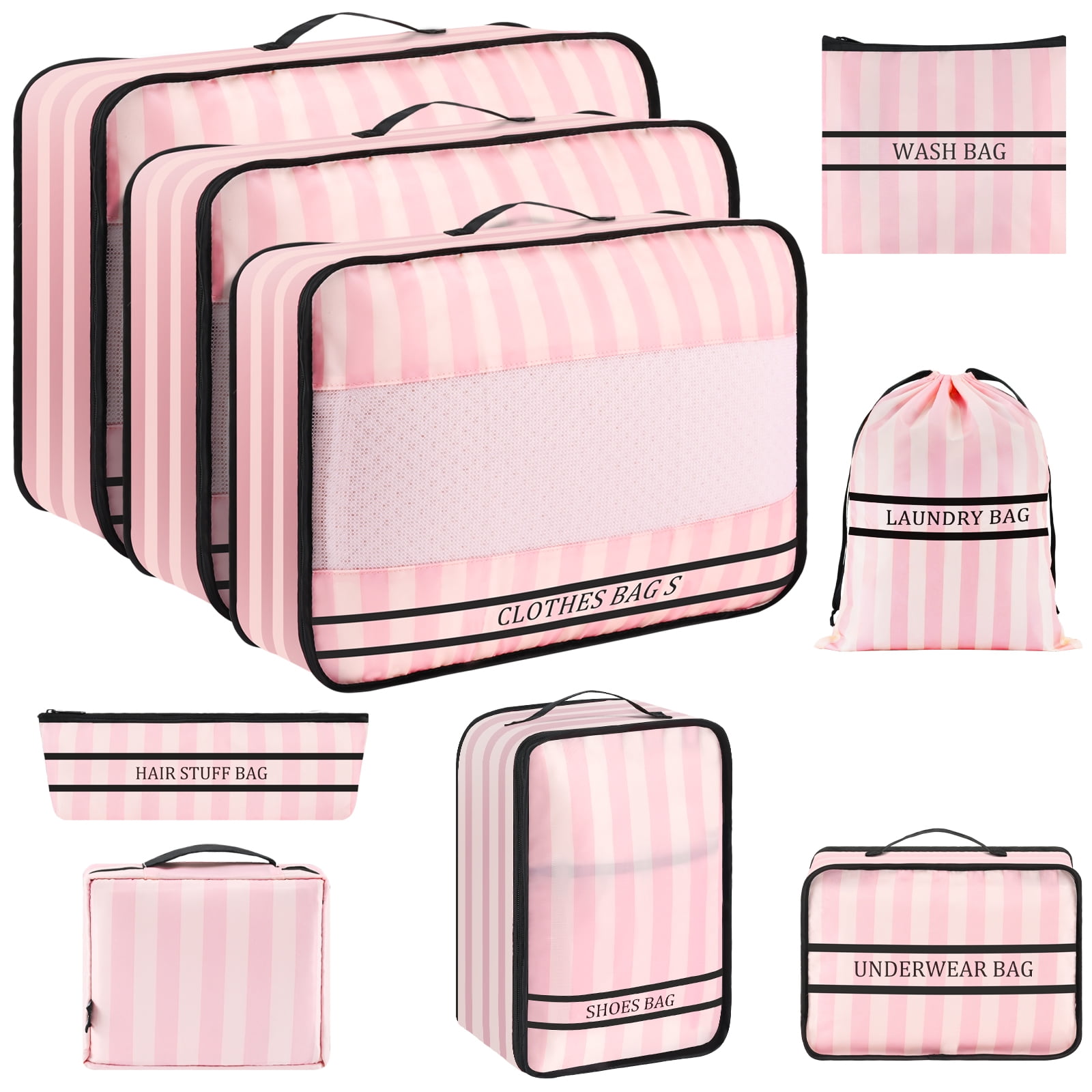 LEPECQ 9Pcs Packing Cubes Luggage Packing Organizers for Travel Accessories Space Saving Travel Bags for Carry On, Lightweight Mesh Zipper, Clothes, Shoes, Laundry and Shoe Bag
