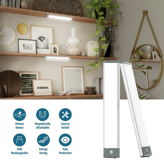 LEPOTEC 24LED Under Cabinet Light - Rechargeable Motion Sensor LED Light for Kitchen, Wardrobe, Closet
