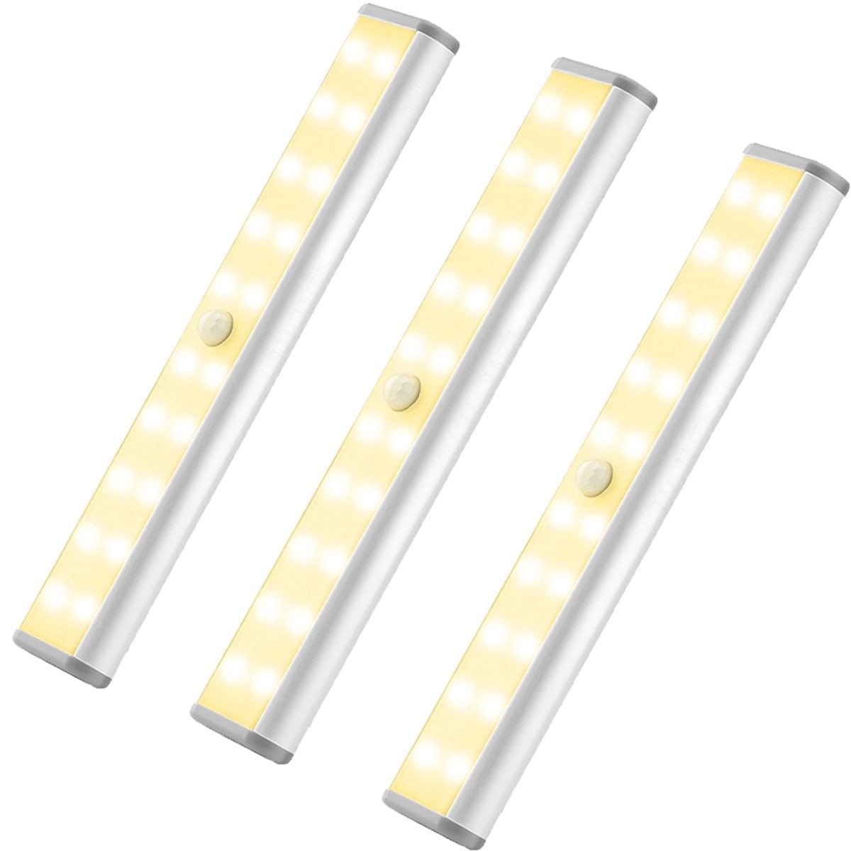 LEPOTEC LED Motion Sensor Cabinet Light,Under Counter Closet Lighting, Wireless USB Rechargeable Kitchen Night Lights,Battery Operated Light,20 LED Light for Wardrobe,Closets,Cabinet,Cupboard,3 Pack