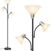 LEPOWER 3-Head LED Floor Lamp with Adjustable Reading Lights, 3000K Warm White, Modern Standing Lamp for Living Room, Bedroom, Office, Black