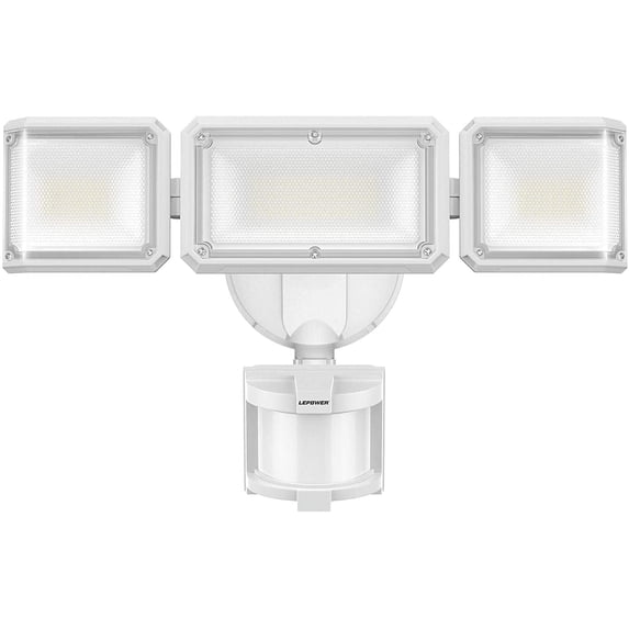 LEPOWER 45W 4800LM LED Security Lights Motion Sensor Light Outdoor, Dusk to Dawn,3 Modes, 5000K, IP65 Waterproof, 3 Head Motion Detected for Garage, Yard