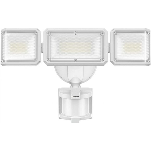 LEPOWER 45W 4800LM LED Security Lights Motion Sensor Light Outdoor, Dusk to Dawn,3 Modes, 5000K, IP65 Waterproof, 3 Head Motion Detected for Garage, Yard